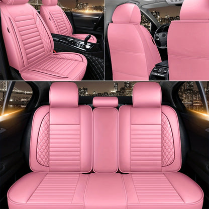 Car Seat Covers 5-Seat PU Leather Set with Front Storage Pocket, Armrest Piece and Eight Colors