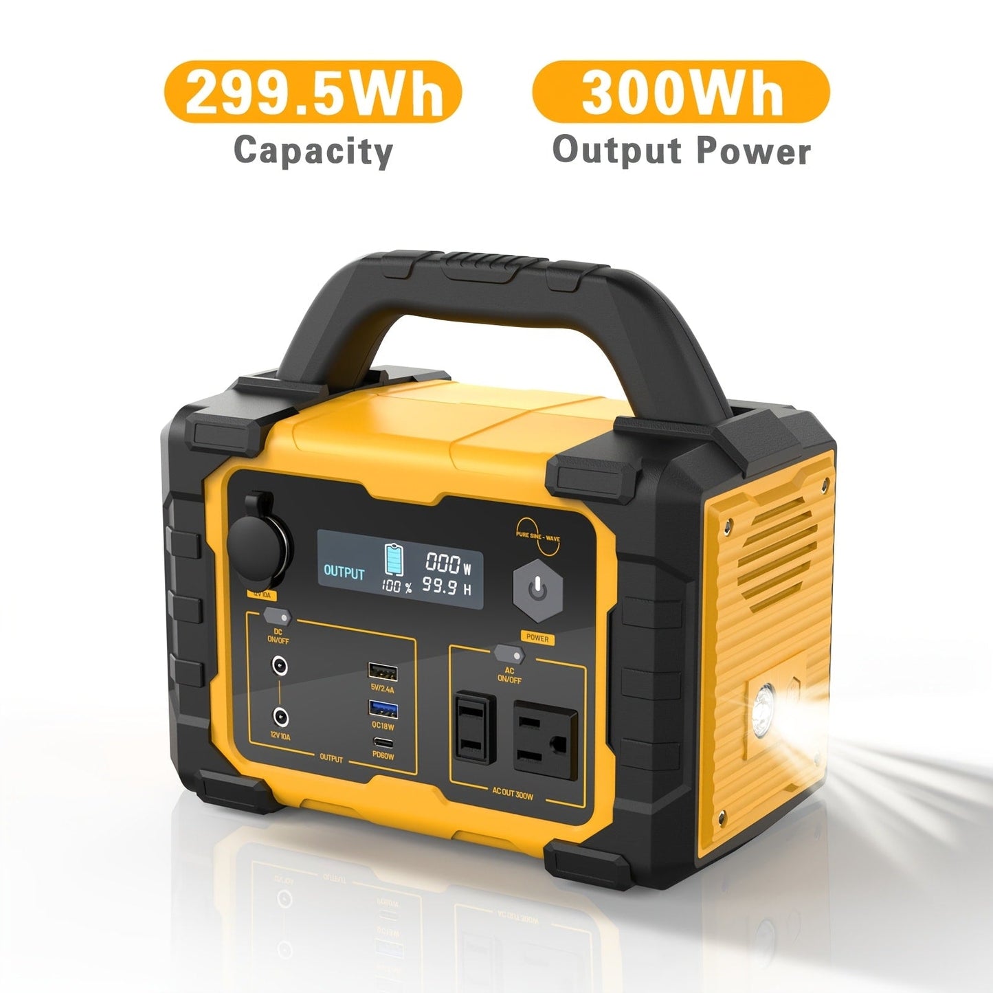 Portable Power Station 1075Wh/294Wh – 1000W/300W Solar Generator, Lithium Battery, 120V AC Outlet, for RV, Camping, Hiking