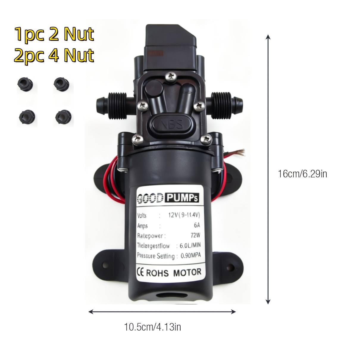 12V Self-Priming Water Pump 130PSI – High Pressure Portable Electric Pump for Car Wash, RV, Camper Van & Water Pressurization (1/2/3 Pack)