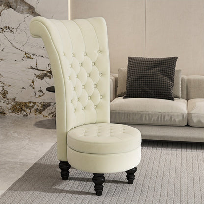 Accent Chair, Chesterfield Tufted Velvet High Back Armless with Hidden Storage & Oak Legs shown in the main product view