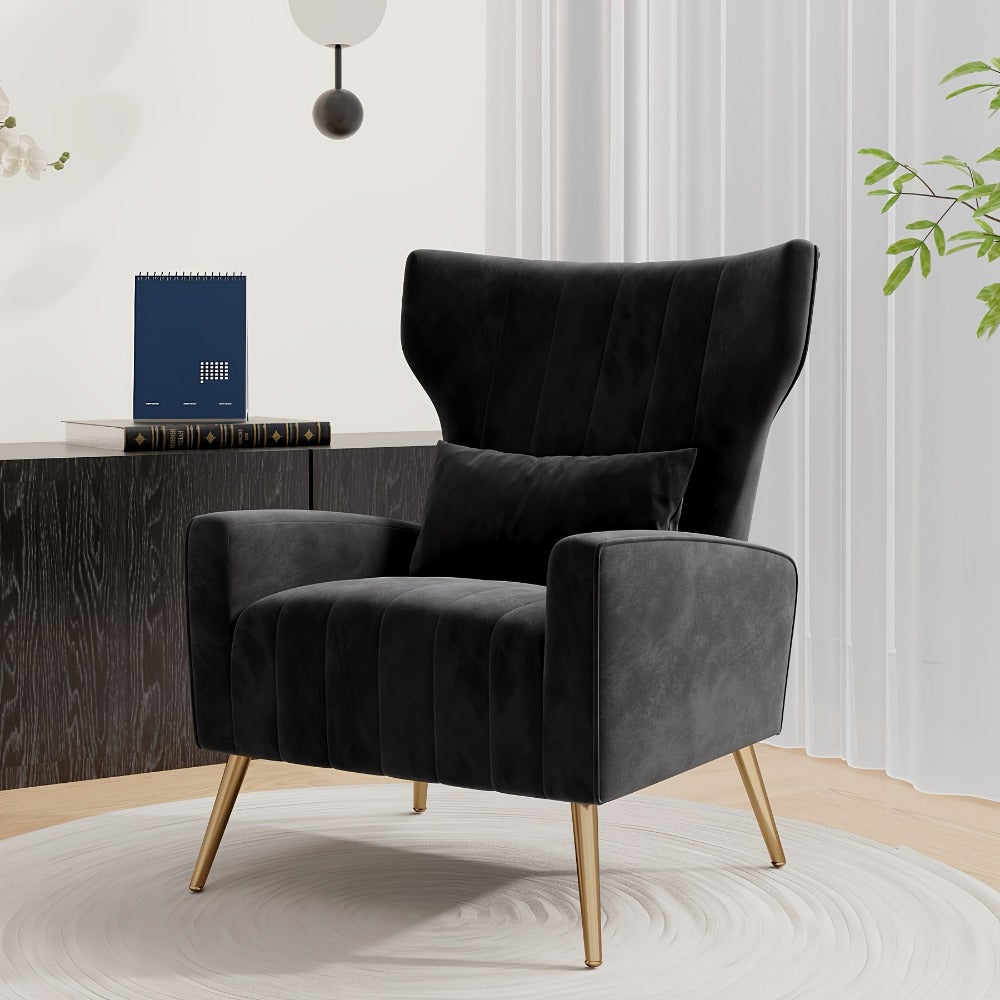 Velvet Accent Chair, Upholstered Lounge Chair for Living Room detail image - detail view 5