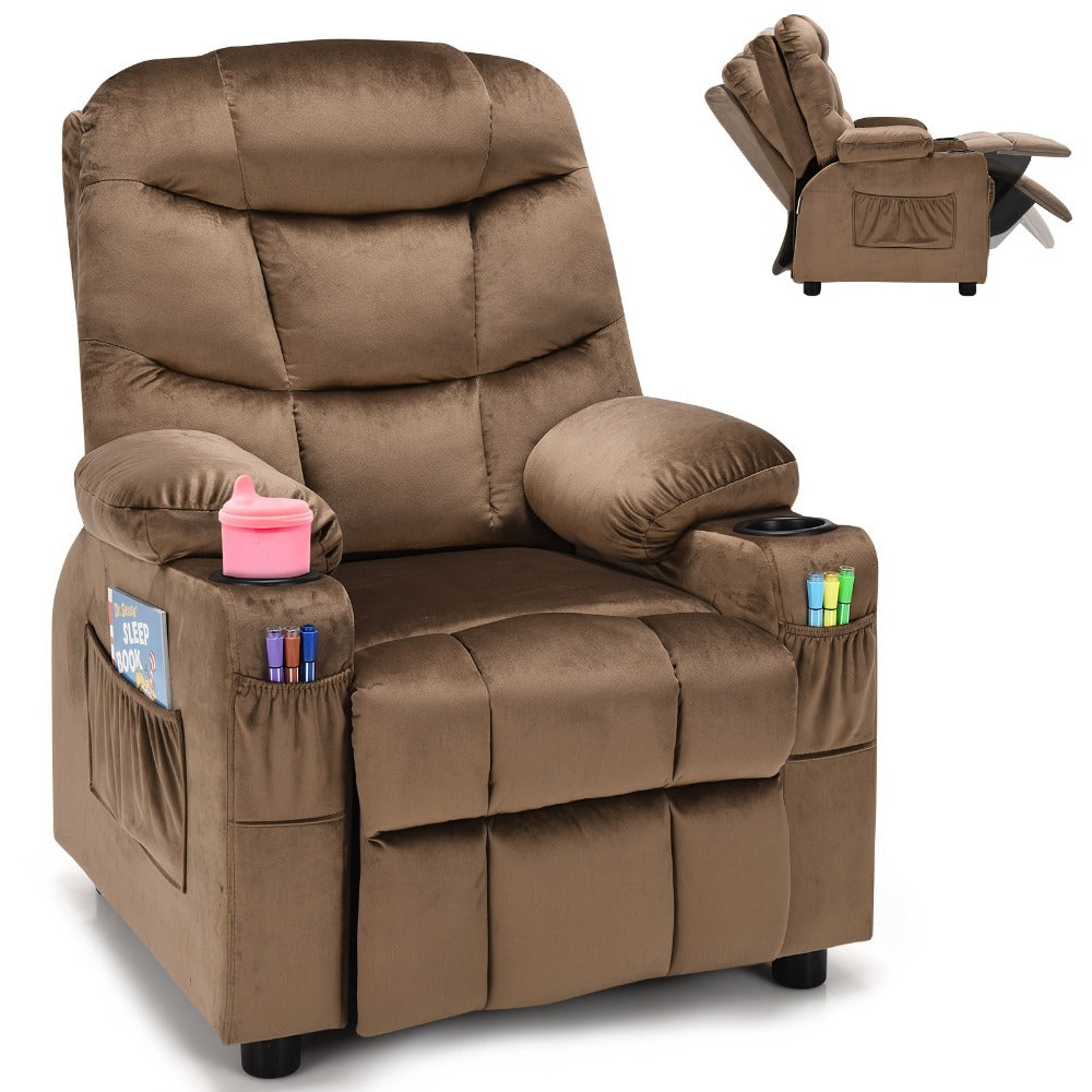 Velvet Kids Recliner Chair with Solid Wood Construction for Kids' Room detail image - detail view 8