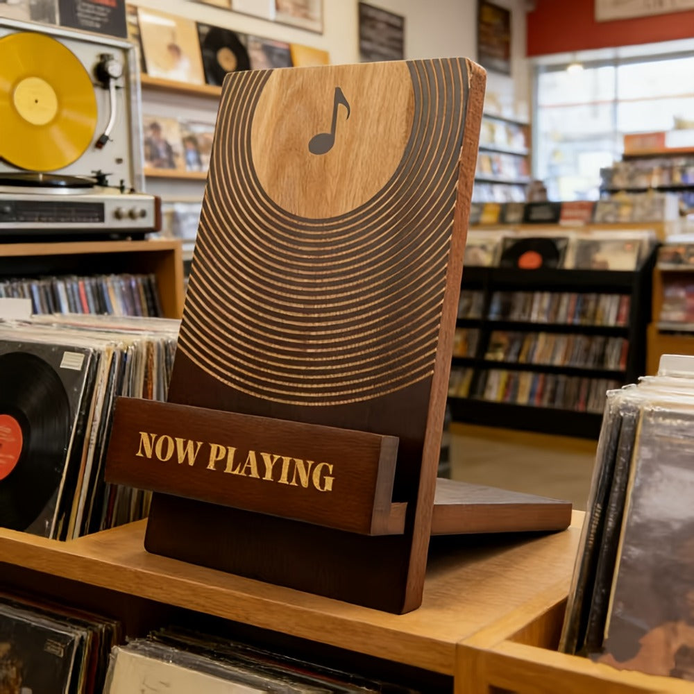 Vinyl Record, Wooden, Stand, Music for Music Listening and Collecting detail image - detail view 3