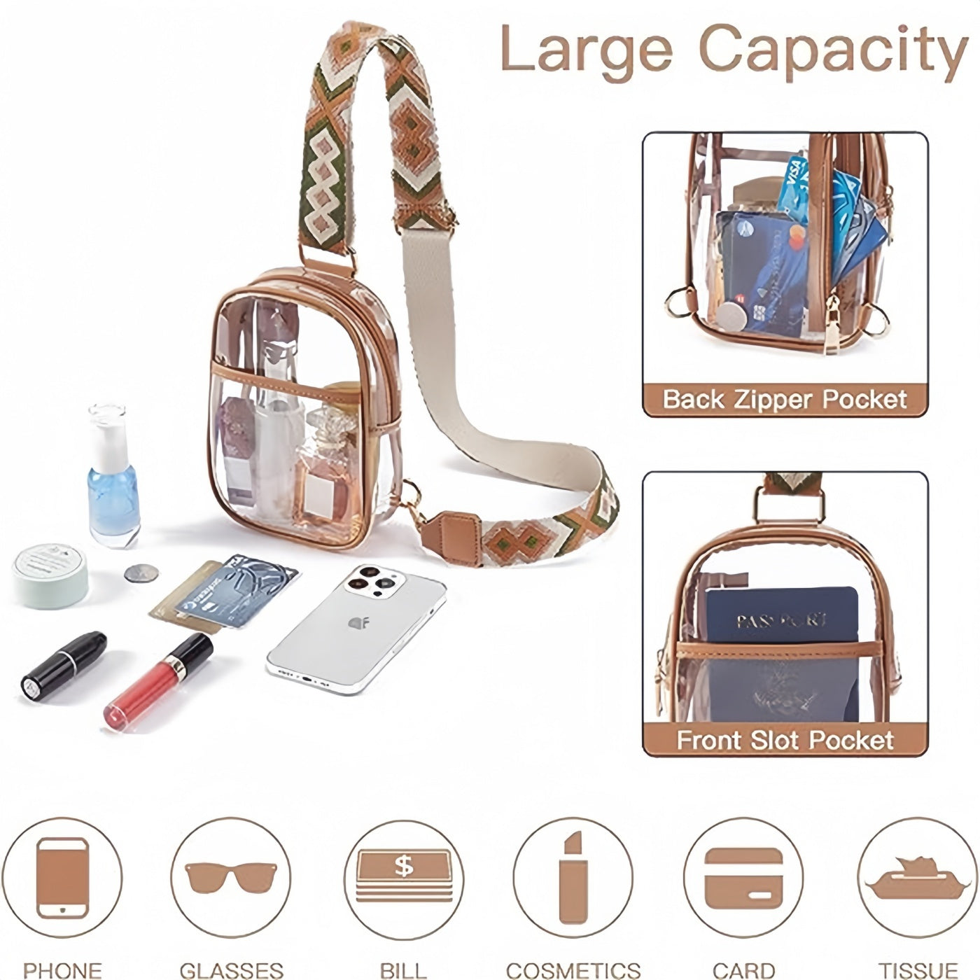 Waist Bag – Clear, Transparent, Adjustable Strap – detail view 7