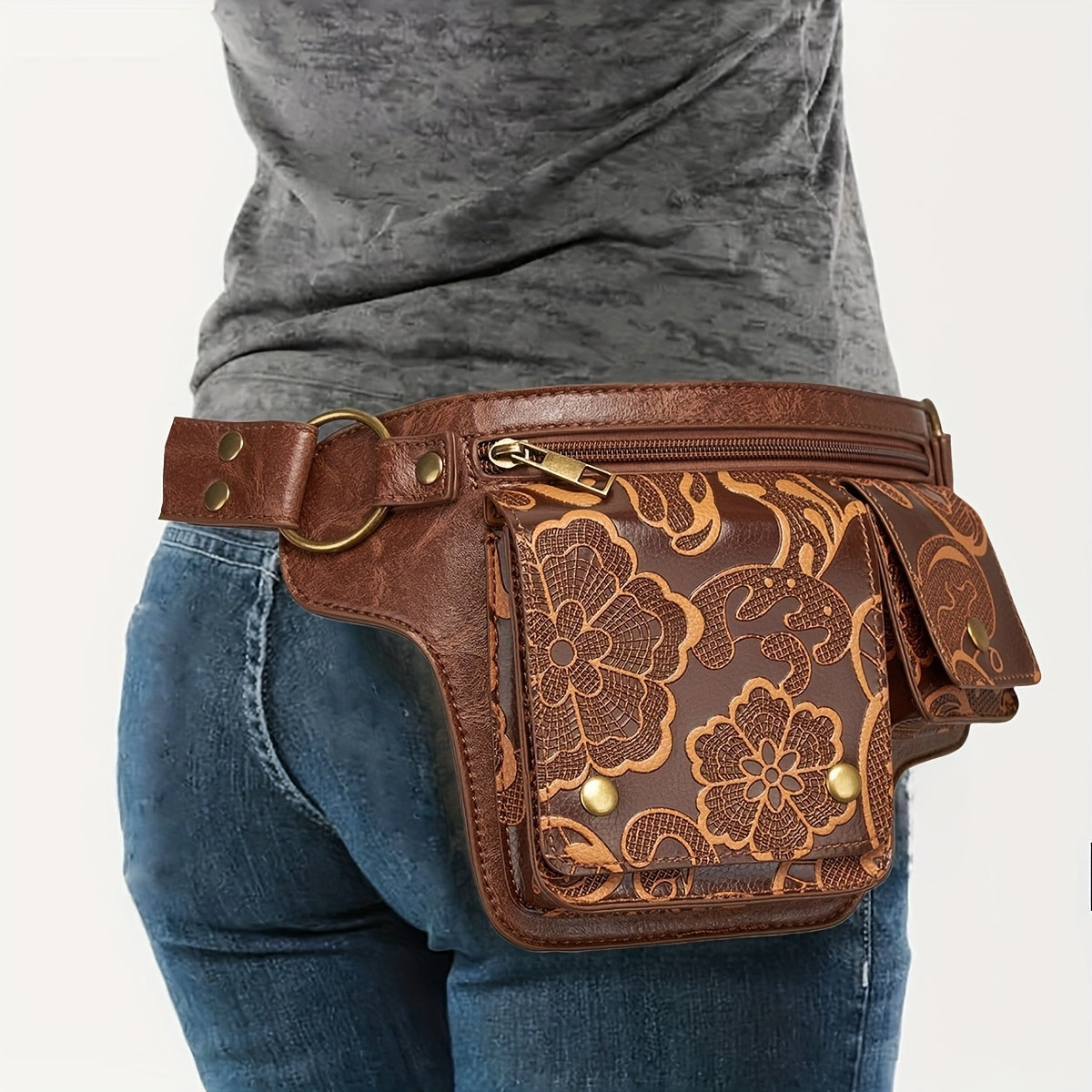 Waist Bag – Multi-Pocket, Cow Print Waist Chest Adjustable – detail view 25