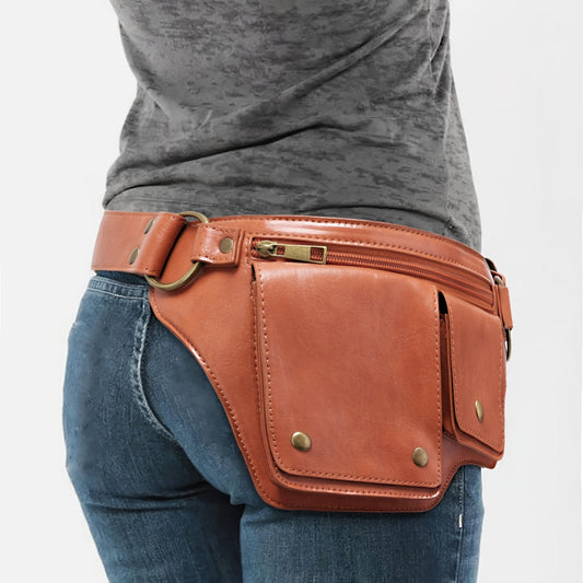 Waist Bag – Multi-Pocket, Leather Waist Metal Buckle Multi – detail view 12