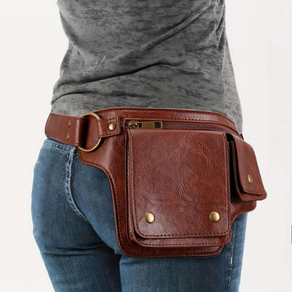 Waist Bag – Multi-Pocket, Leather Waist Metal Buckle Multi – detail view 5