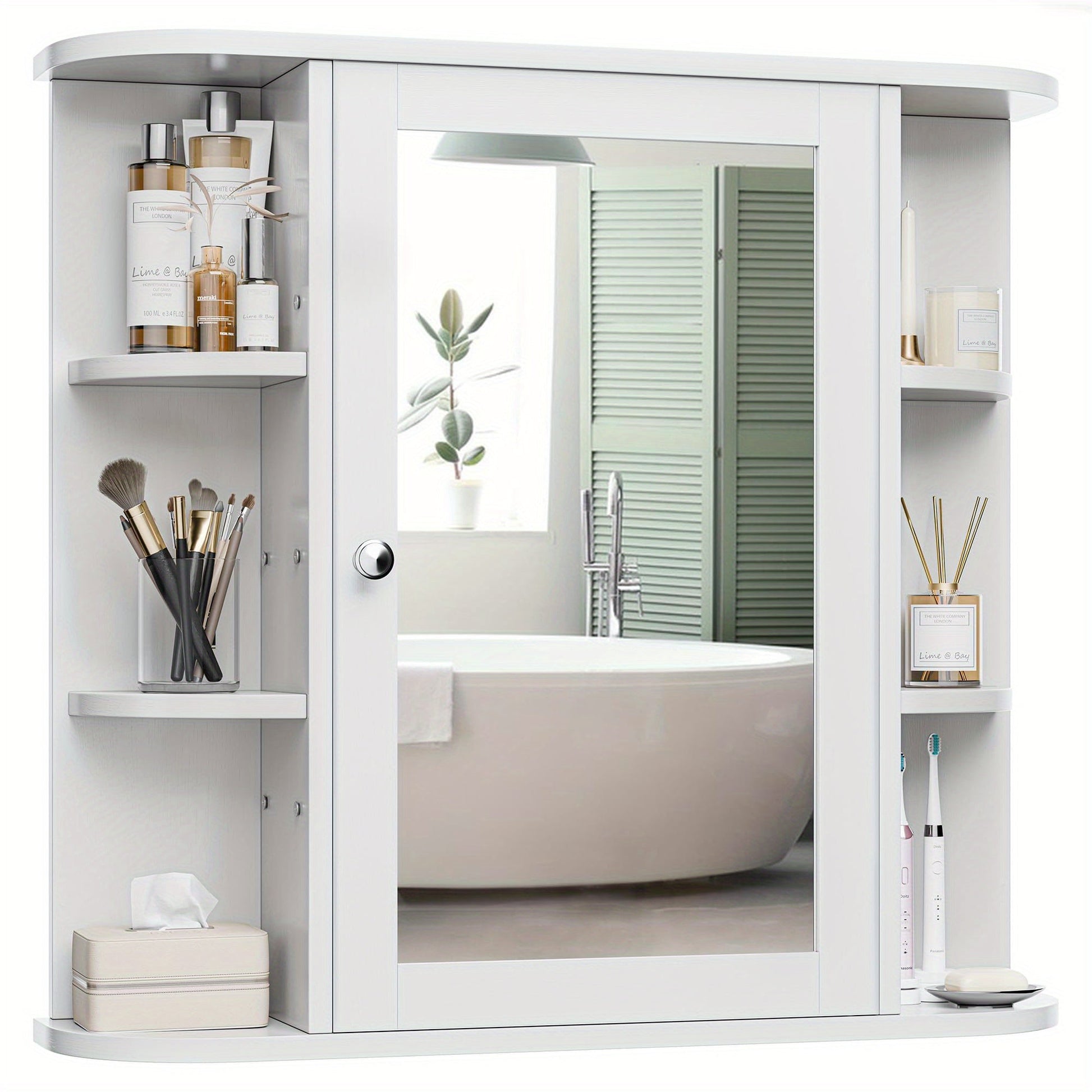 Bathroom Mirror Cabinet shown in the White option