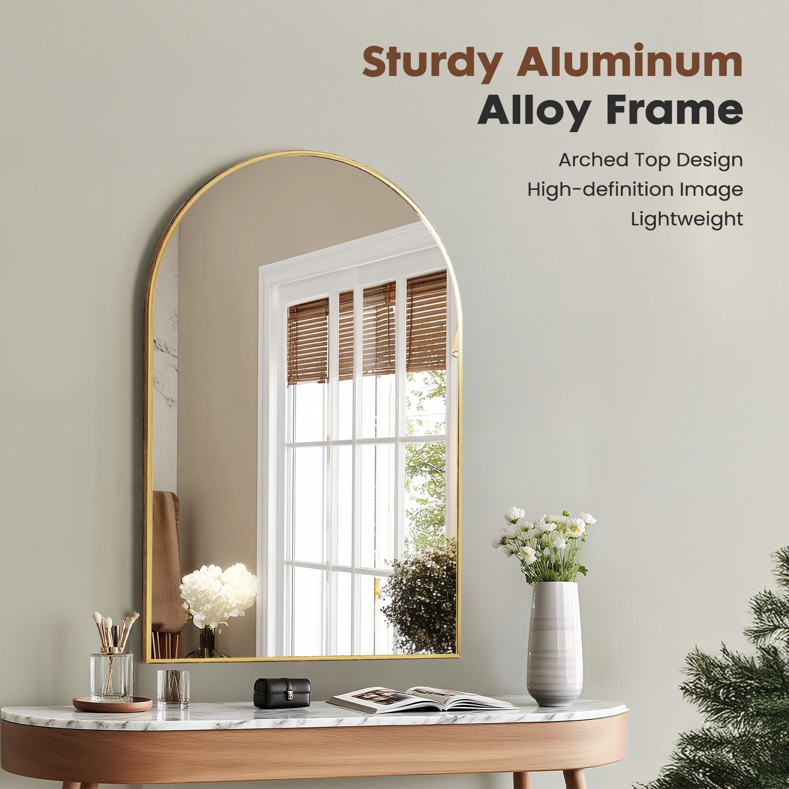 Wall-Mounted Metal Wall Mirror, Decorative Wall Mirror for Bathroom detail image - detail view 10