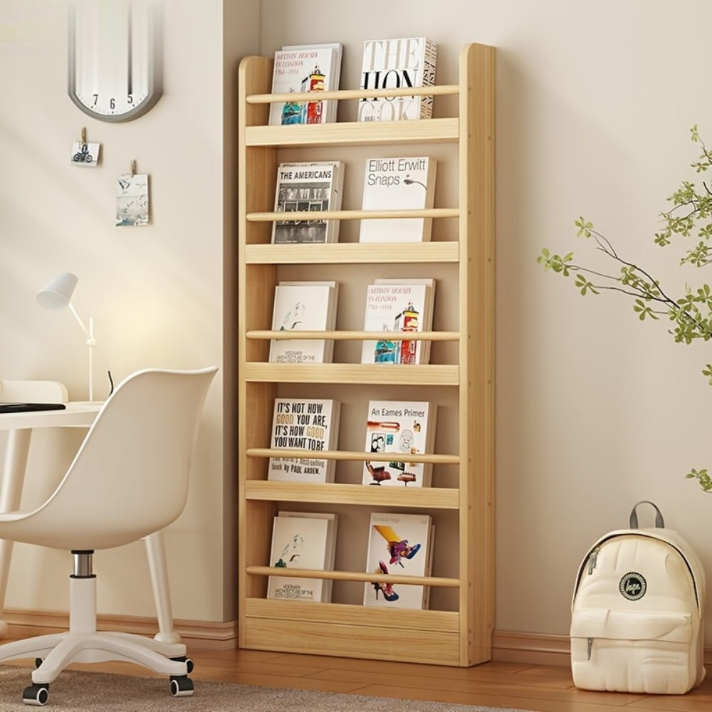Wall-Mounted Narrow Bookshelf with Solid Wood Construction for Organized Everyday Storage detail image - detail view 3
