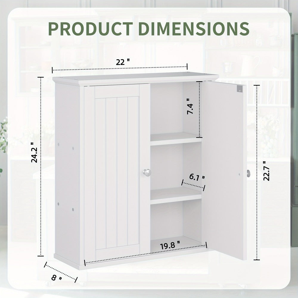 Wall-Mounted Wall Cabinet with Adjustable Shelves for Bathroom detail image - detail view 3