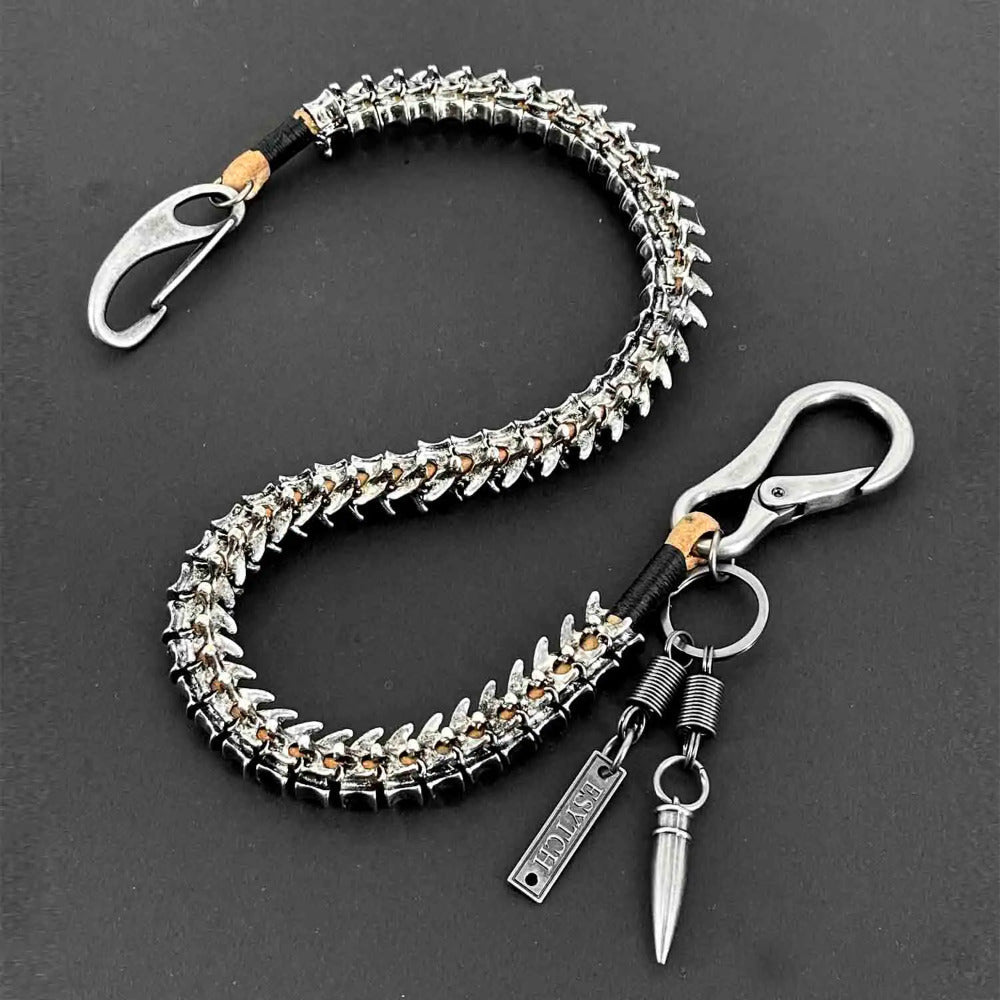 Wallet Chain - Men Punk Biker Heavy Duty Keel 26 Inch High-Grade Alloy, Ancient Silver - product detail view 7
