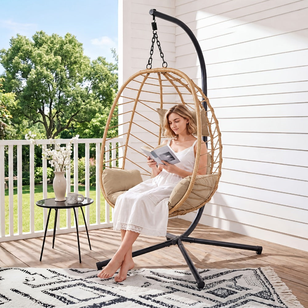 Wicker Egg Swing Chair for Comfortable Everyday Seating in Bedroom detail image