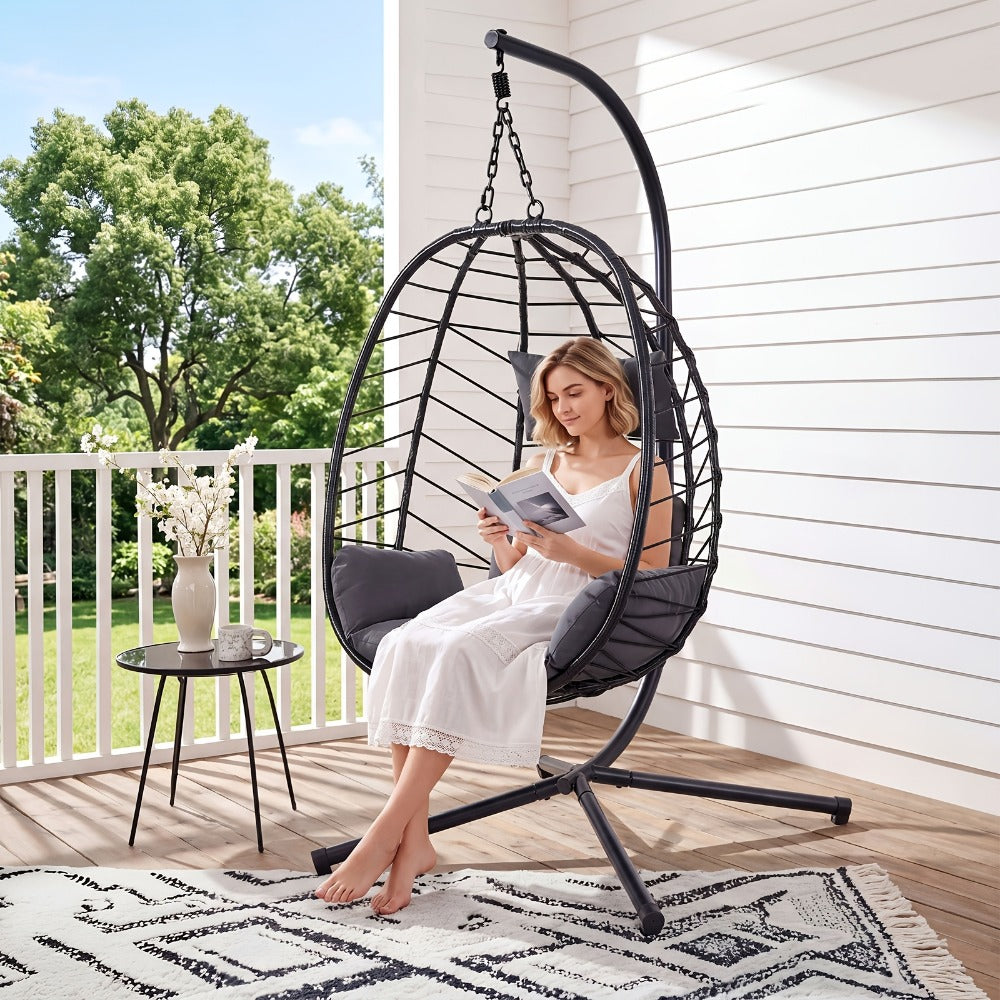 Wicker Egg Swing Chair for Comfortable Everyday Seating in Bedroom detail image - detail view 5