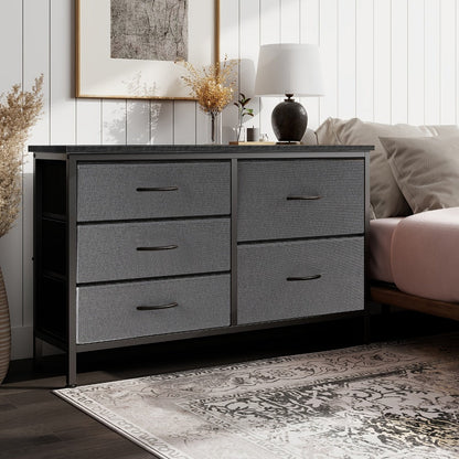Wide Fabric Dresser, Drawer Storage Cabinet for Organized Everyday Storage in Bedroom detail image - detail view 11