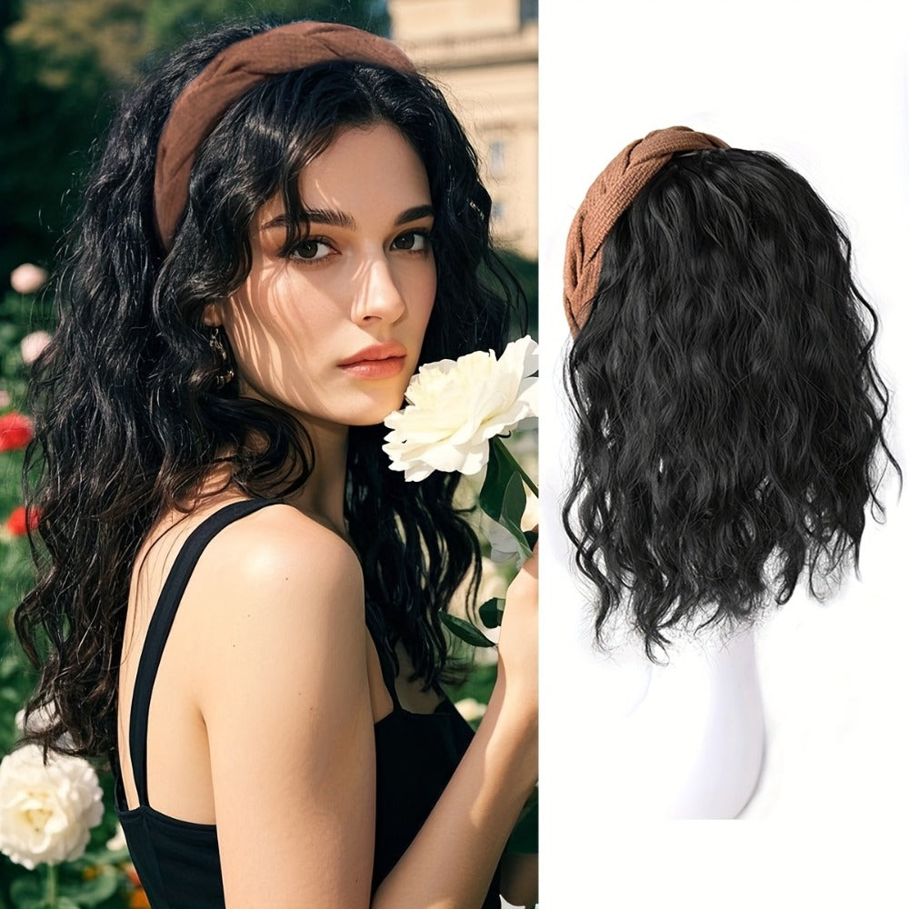 Wigs - Synthetic Half Wig Hair Patch 12 Inch Water Ripple Roll Wave Hair Band - product detail view 3