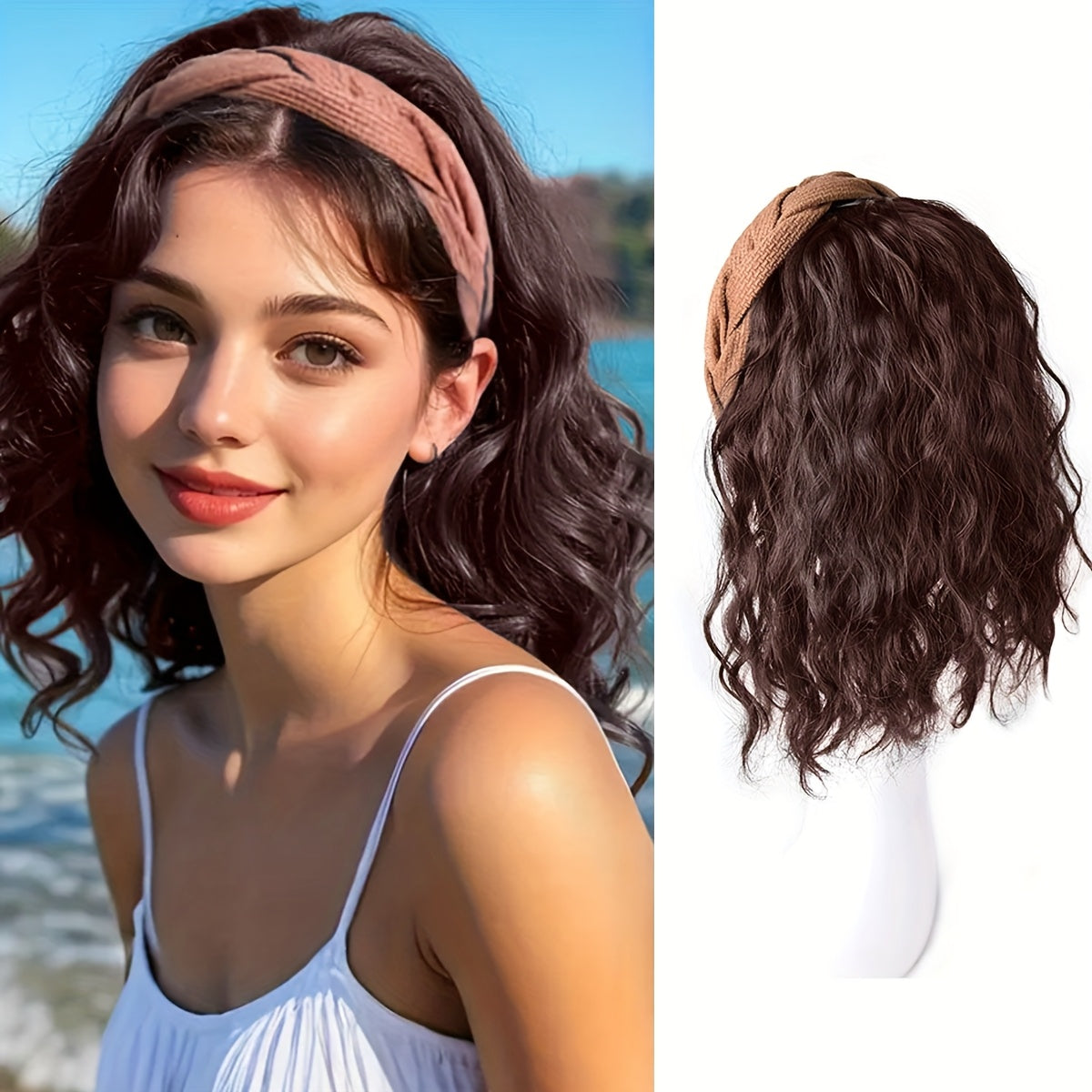 Wigs - Synthetic Half Wig Hair Patch 12 Inch Water Ripple Roll Wave Hair Band - product detail view 13