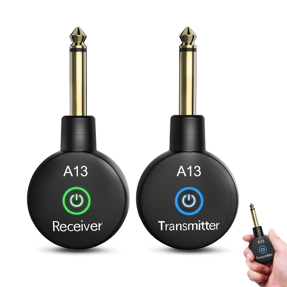 Wireless Guitar System 2.4GHz Wireless Guitar Transmitter Receiver Rechargeable Audio Wireless Transmitter 2 Modes, Rechargeable Li-Battery, 100ft Range, 10H, Plug & Play for Electric Guitar, Bass, Violin, Keyboard detail image - detail vie