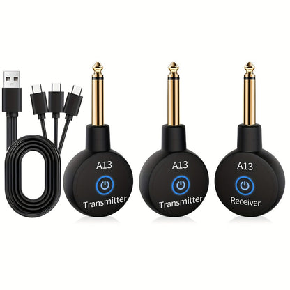 Wireless Guitar System 2.4GHz Wireless Guitar Transmitter Receiver Rechargeable Audio Wireless Transmitter 2 Modes, Rechargeable Li-Battery, 100ft Range, 10H, Plug & Play for Electric Guitar, Bass, Violin, Keyboard detail image - detail vie