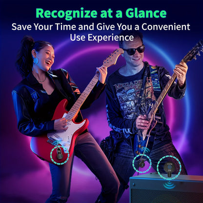 Wireless Guitar System 2.4GHz Wireless Guitar Transmitter Receiver Rechargeable Audio Wireless Transmitter 2 Modes, Rechargeable Li-Battery, 100ft Range, 10H, Plug & Play for Electric Guitar, Bass, Violin, Keyboard detail image - detail vie
