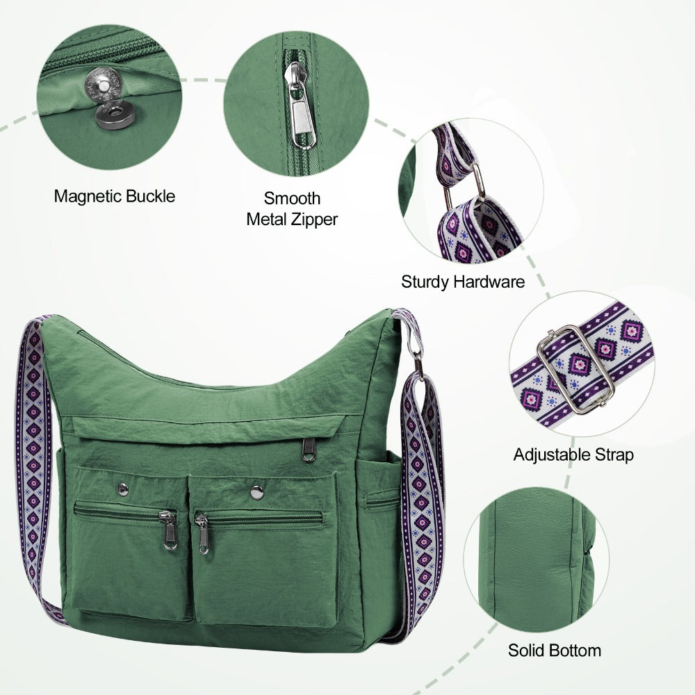 Crossbody Bag for Women – 2 Piece, Nylon, Lightweight, Waterproof – front view