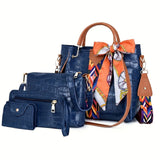 4PCS Blue Crocodile Pattern