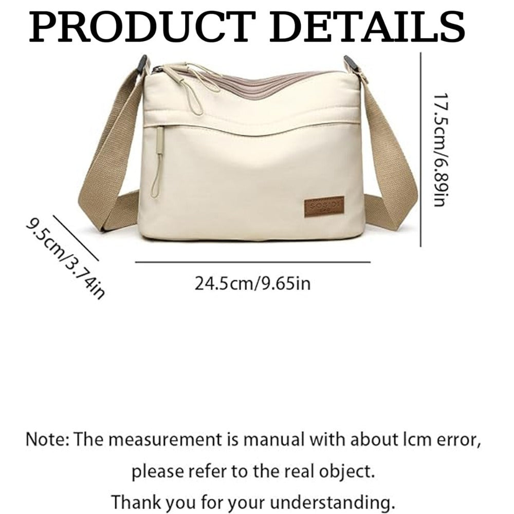 Crossbody Bag for Women – 5 Pockets, Canvas, for Travel & Work – detail view 5