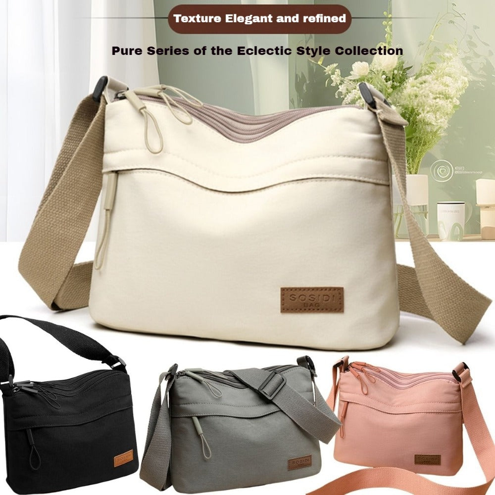 Crossbody Bag for Women – 5 Pockets, Canvas, for Travel & Work – front view