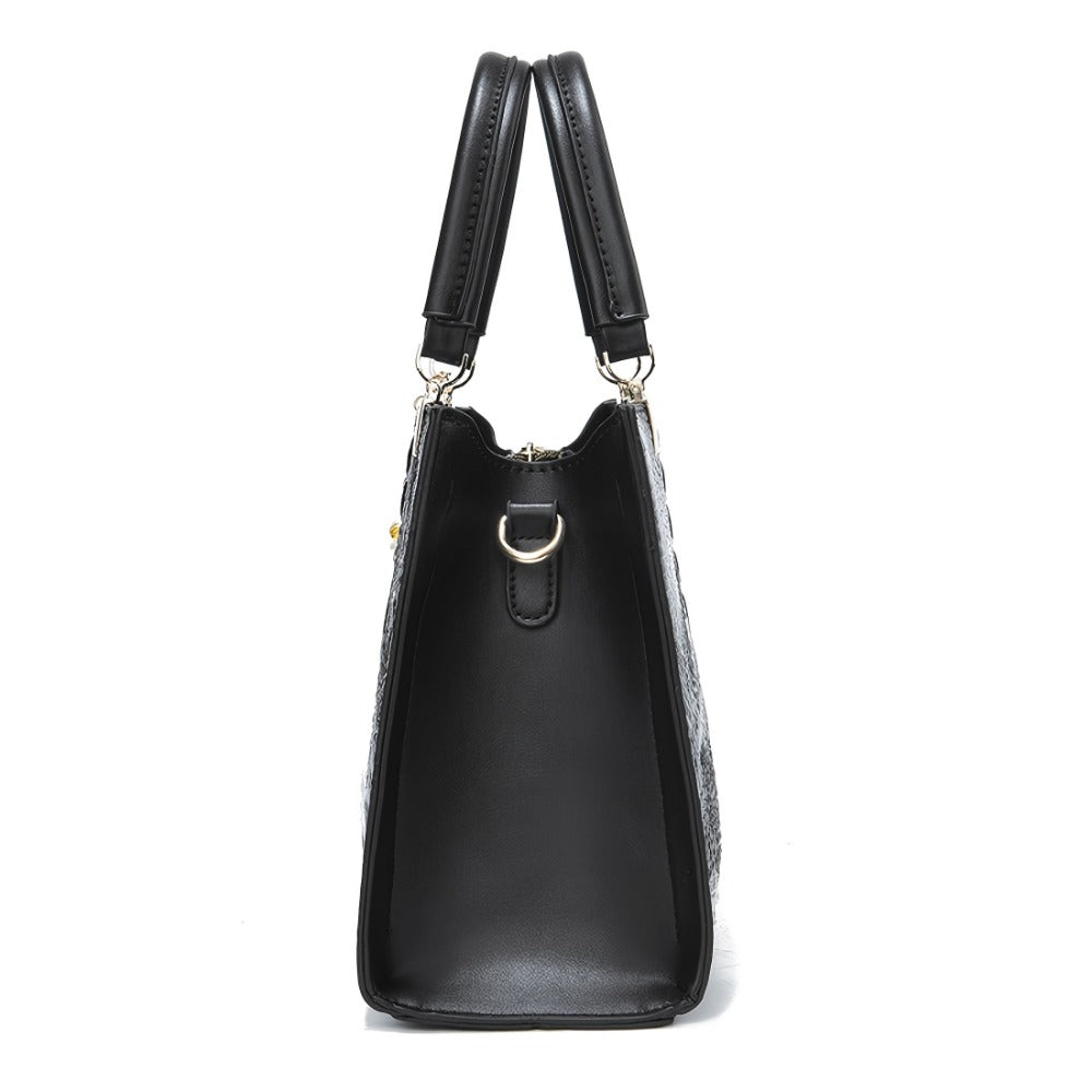 Crossbody Bag for Women – Convertible, Croc Print Heart Charm Top – detail view 17