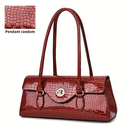 Crossbody Bag for Women – Crocodile Embossed High Gloss Textured – alternate view
