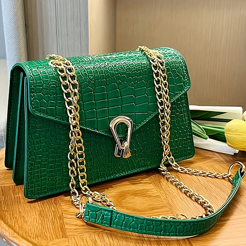 Crossbody Bag for Women – Crocodile Pattern Vintage Detachable Strap – alternate view