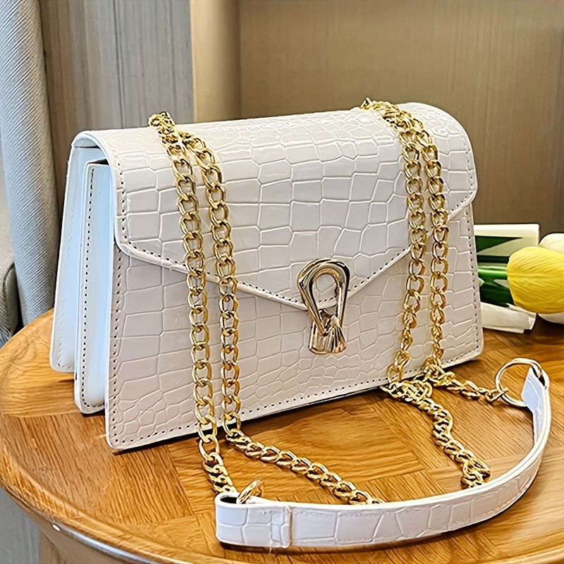 Crossbody Bag for Women – Crocodile Pattern Vintage Detachable Strap – front view - product view 36