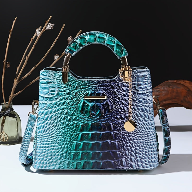 Crossbody Bag for Women – Crocodile Print Luxury Vintage Removable – front view - product view 20