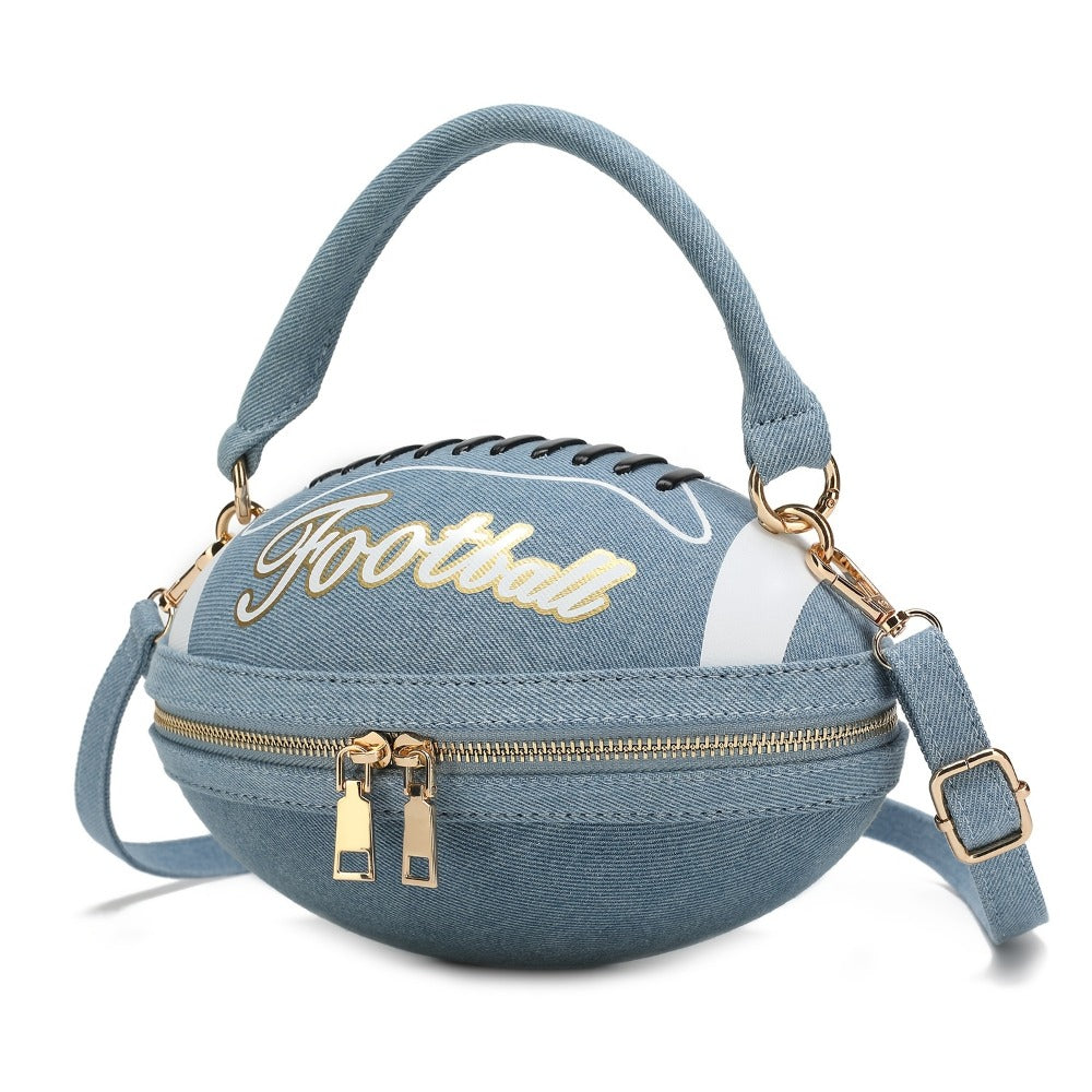 Crossbody Bag for Women – Denim, American Football Style Novelty Rugby – detail view 12
