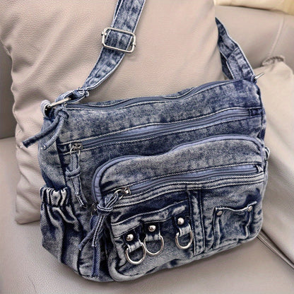 Crossbody Bag for Women – Denim, Multi Pocket, Large Capacity, for Travel – detail view 8