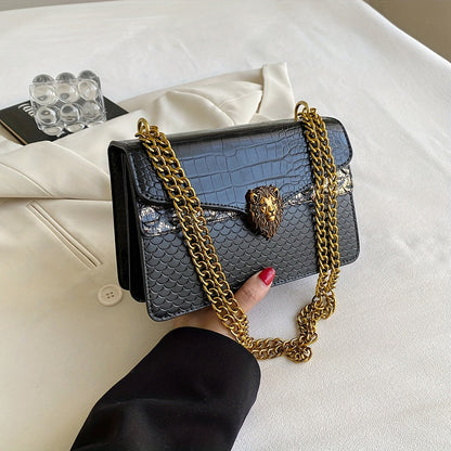 Crossbody Bag for Women – for Everyday Use, Animal Headdress Small Square Golden – detail view 16
