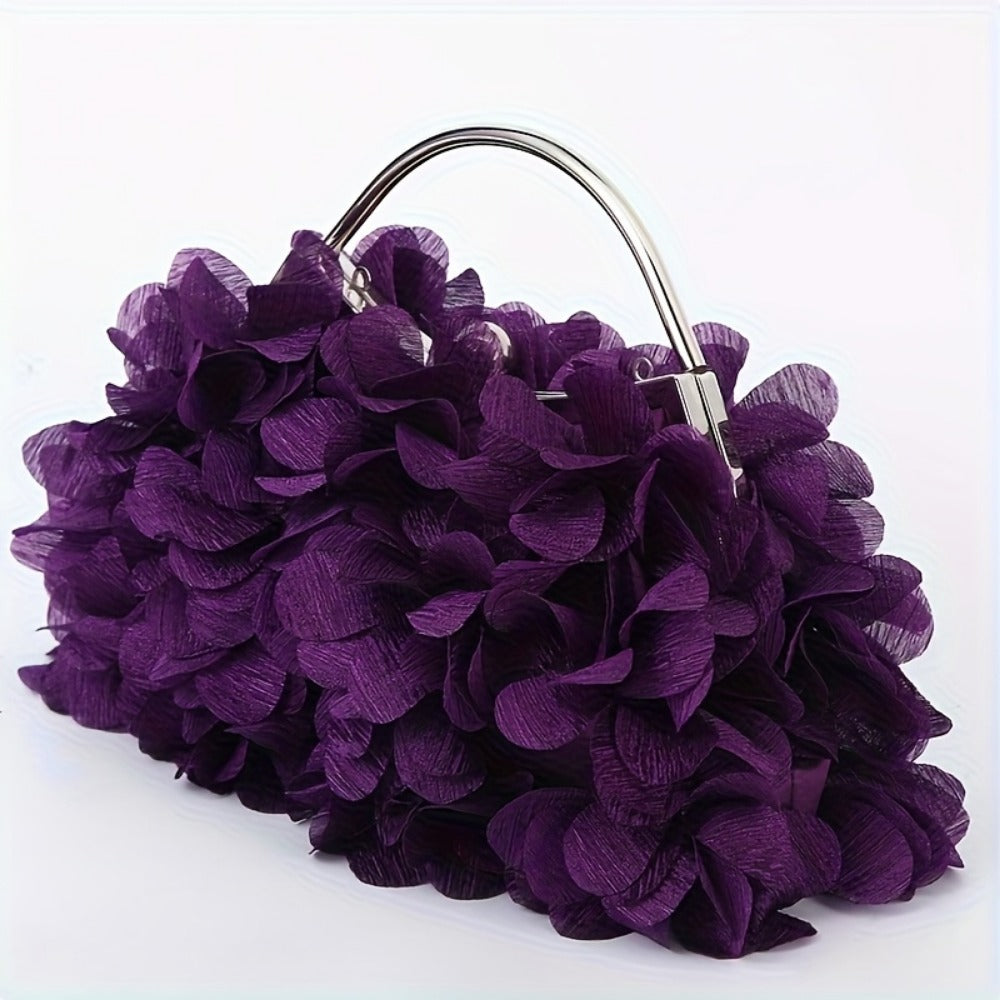 Crossbody Bag for Women – Fabric Flower Petal Evening Elegant – detail view 6