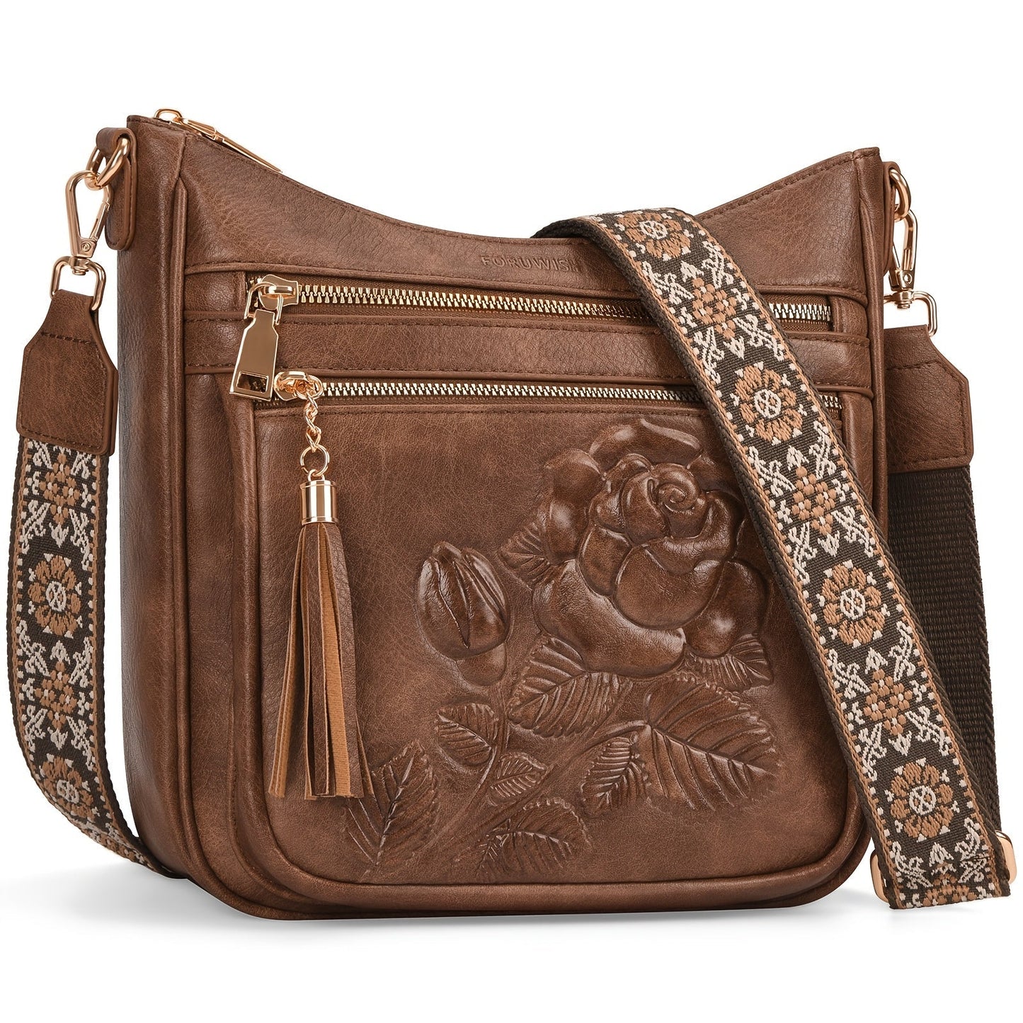 Crossbody Bag for Women – for Work & Everyday Use, Medium Size Floral Cutout Fashion – detail view 13
