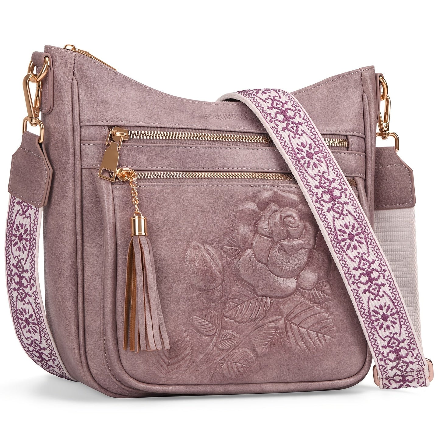 Crossbody Bag for Women – for Work & Everyday Use, Medium Size Floral Cutout Fashion – detail view 14