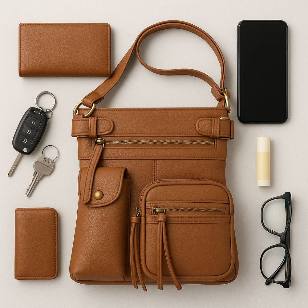 Crossbody Bag for Women – Genuine Leather, Adjustable Strap – detail view 14