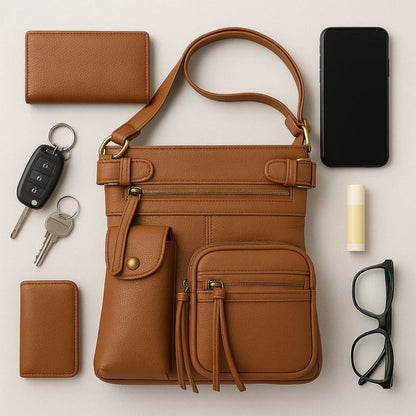 Crossbody Bag for Women – Genuine Leather, Adjustable Strap – detail view 14