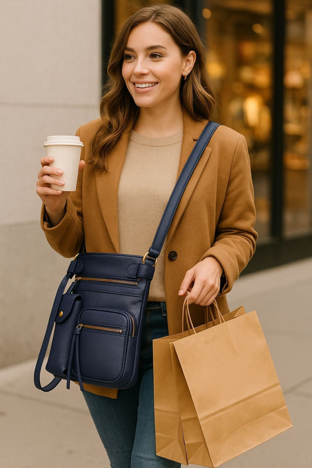 Crossbody Bag for Women – Genuine Leather, Adjustable Strap – detail view 42