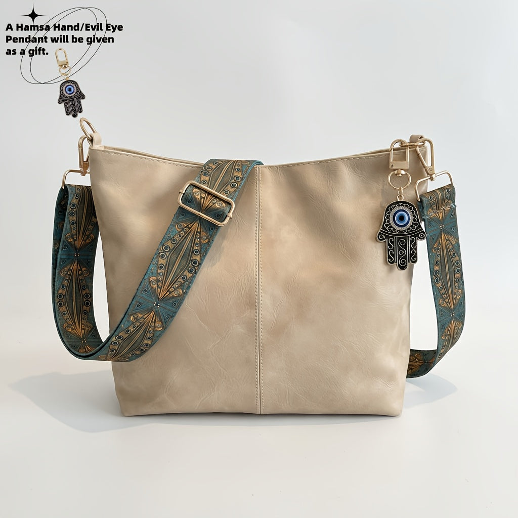 Crossbody Bag for Women – Large Capacity, Boho Hobo Evil Eye Pendant – detail view 2