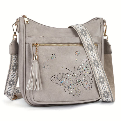 Crossbody Bag for Women – Large Vintage Butterfly Faux Leather – detail view 3