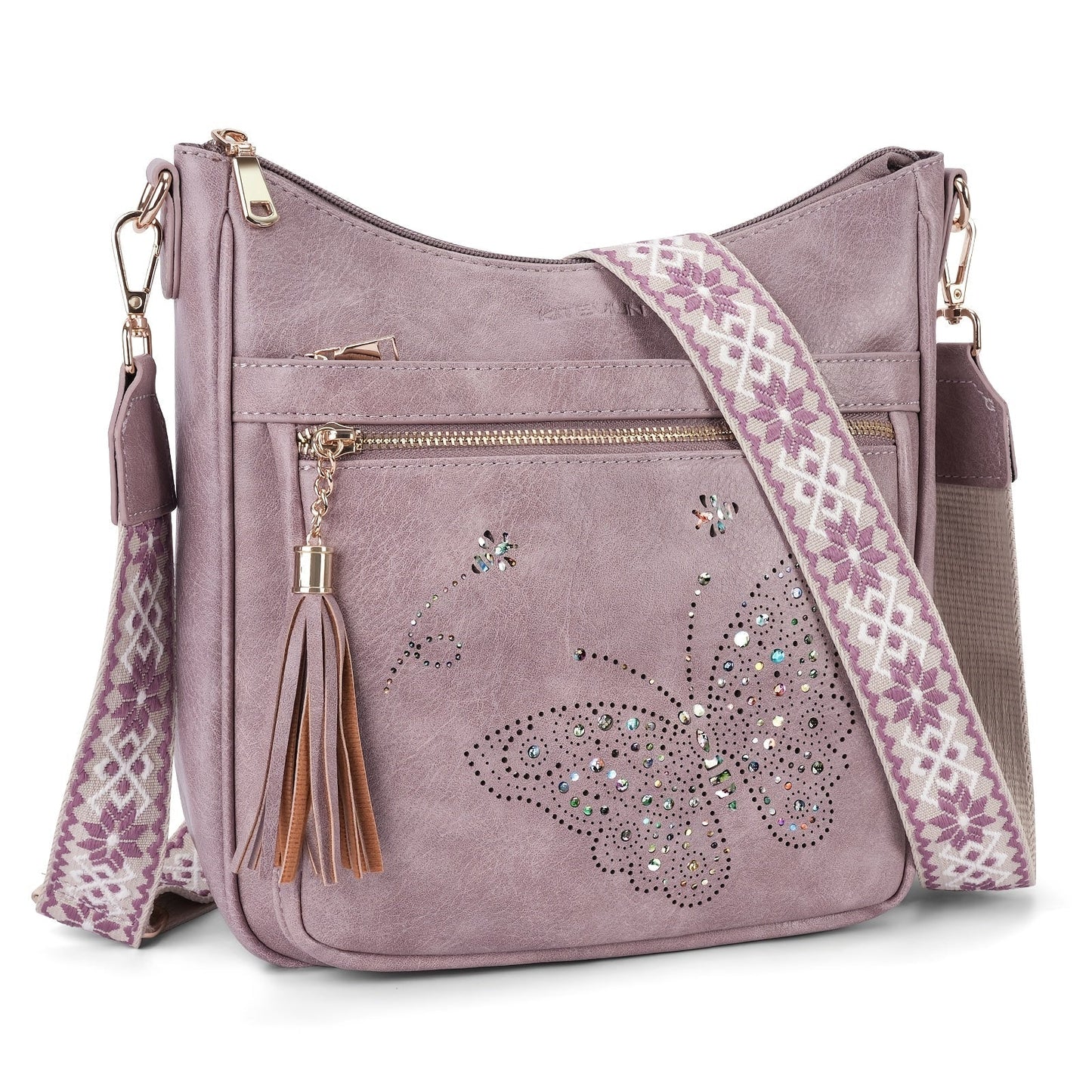 Crossbody Bag for Women – Large Vintage Butterfly Faux Leather – detail view 14
