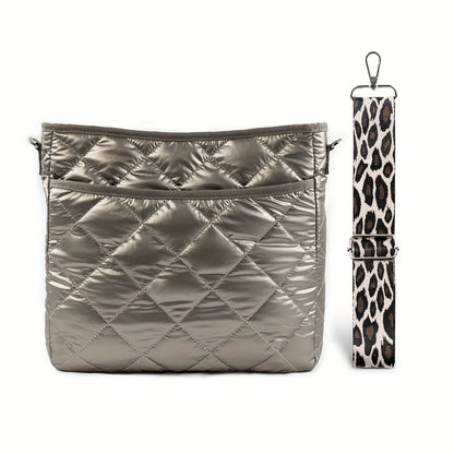Crossbody Bag for Women – Quilted, Quilted Puffer Zipper Fashion Metallic – alternate view
