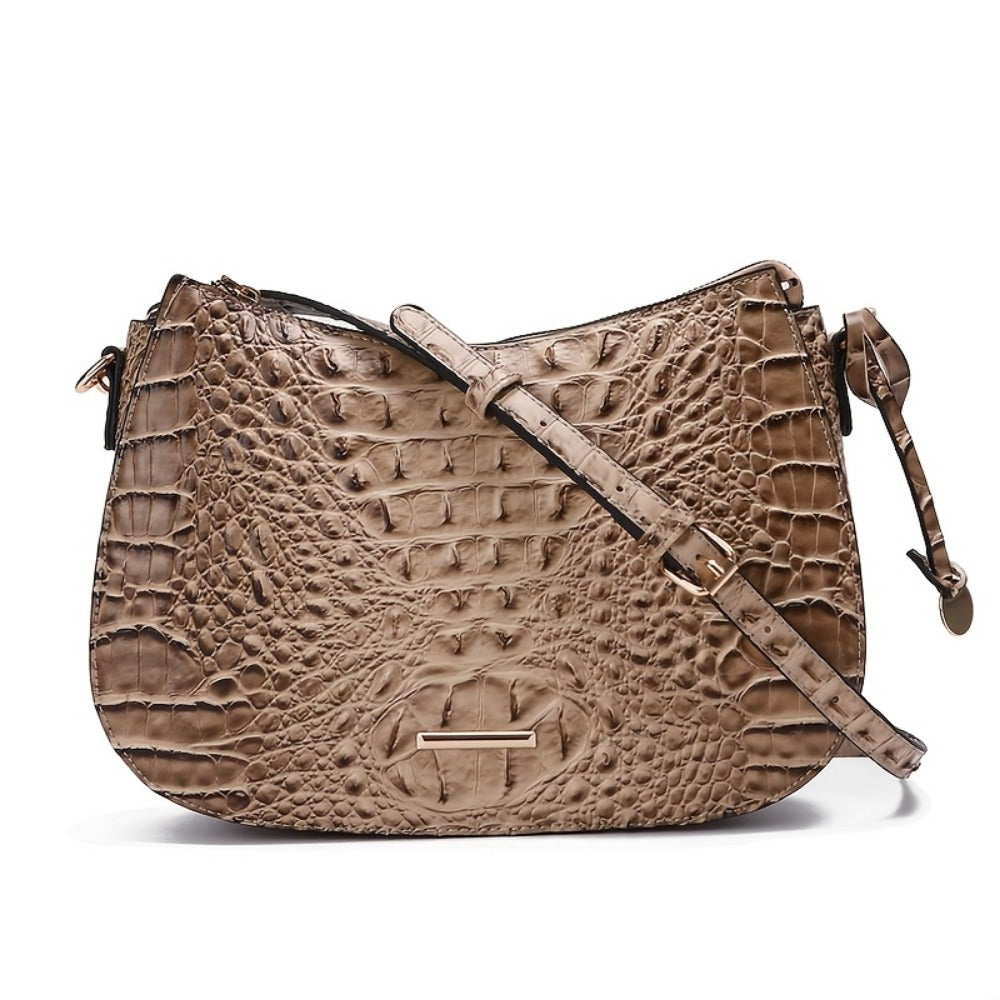 Crossbody Bag for Women – for Travel & Everyday Use, Crocodile Pattern Vintage Textured – detail view 11