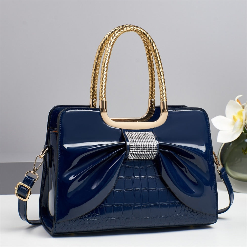 Crossbody Bag for Women – for Travel & Work, Bow Accent Faux Leather Luxury – detail view 5