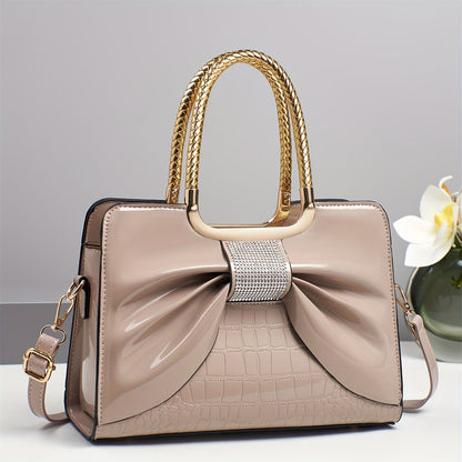 Crossbody Bag for Women – for Travel & Work, Bow Accent Faux Leather Luxury – detail view 17