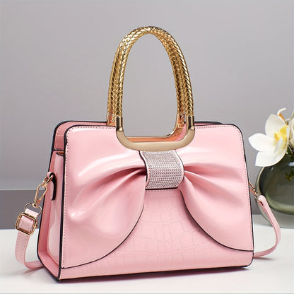Crossbody Bag for Women – for Travel & Work, Bow Accent Faux Leather Luxury – detail view 18